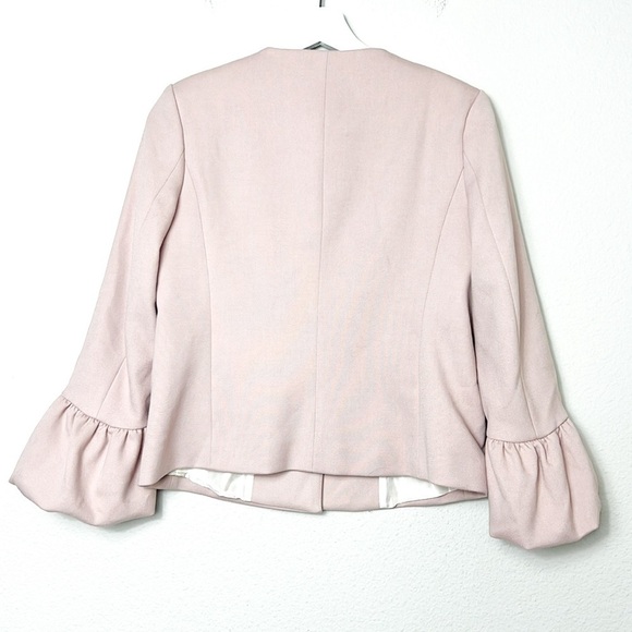 Zara Light Pink Blush Blazer Jacket Ruffle Cuff Double Button - Picture 4 of 8